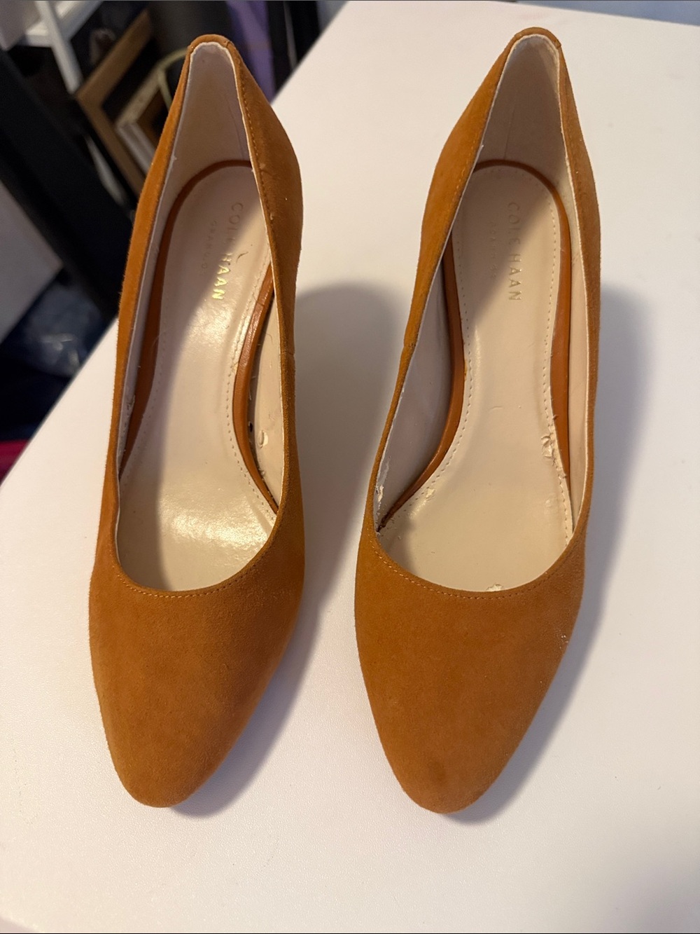 Cole Haan Women's Suede Pointed-Toe Pumps - Rust Brown